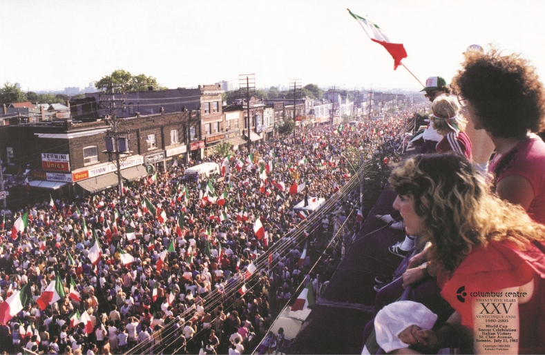 Crowd on St Clair Avenue in 1982